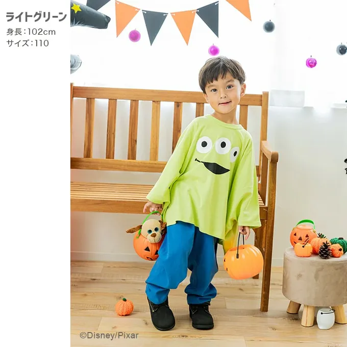 日本 Chil2 - 萬聖節聯名限定 寬鬆斗篷長袖上衣-卡通人物南瓜米奇-黑