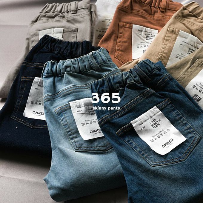 日本 OMNES - [定番]百搭厚磅斜紋布合身長褲-黑