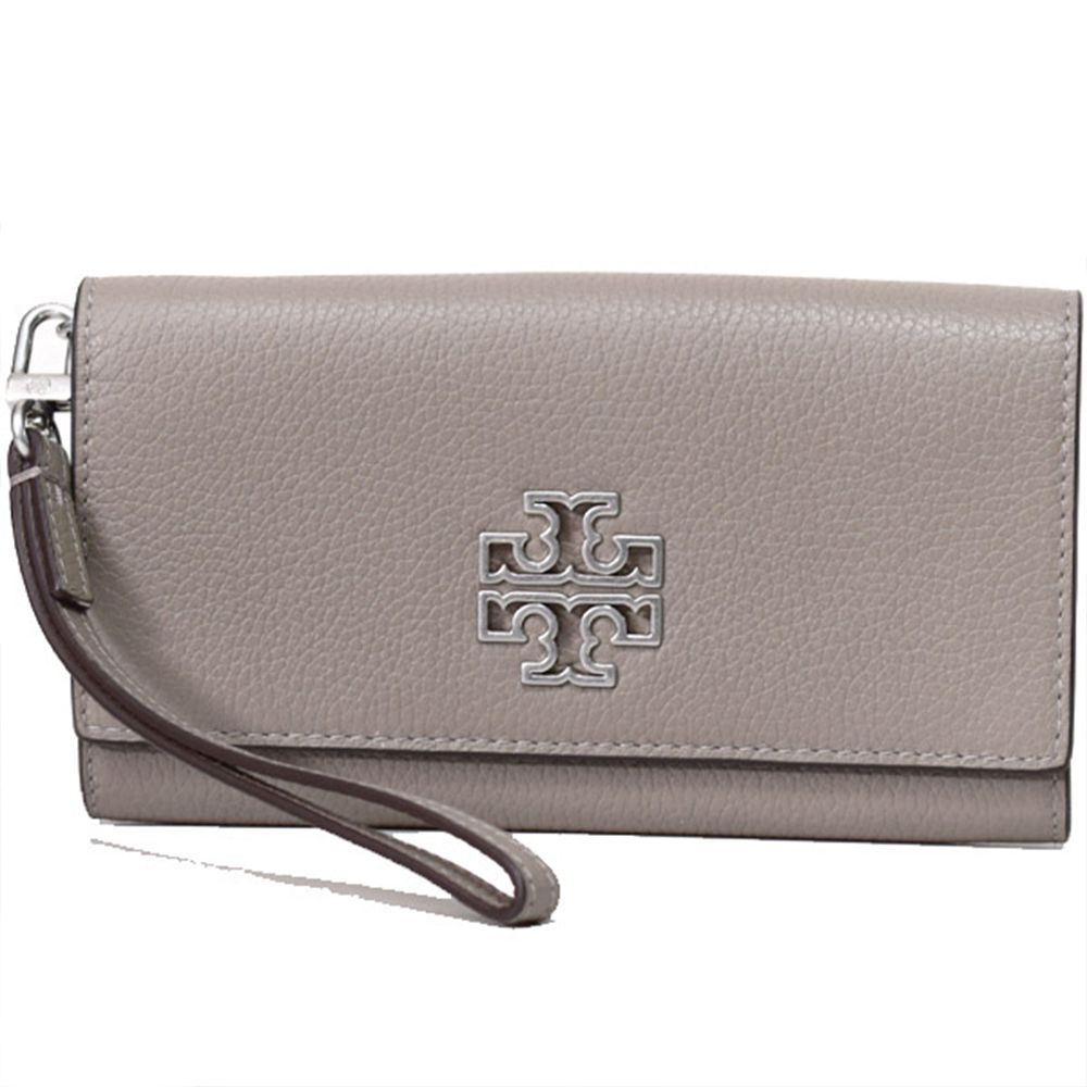 TORY BURCH - 雙T-LOGO皮革信封長夾 (灰)