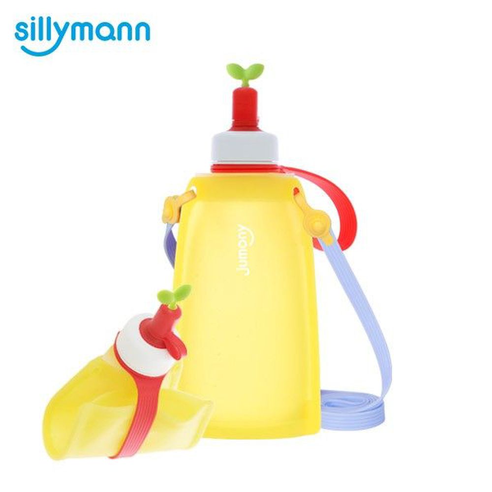 韓國 sillymann - 100%兒童便攜捲式鉑金矽膠水瓶-檸檬黃-300ml