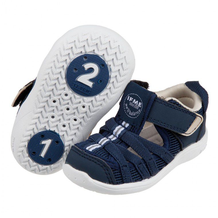 日本IFME - 軍藍和風寶寶機能水涼鞋