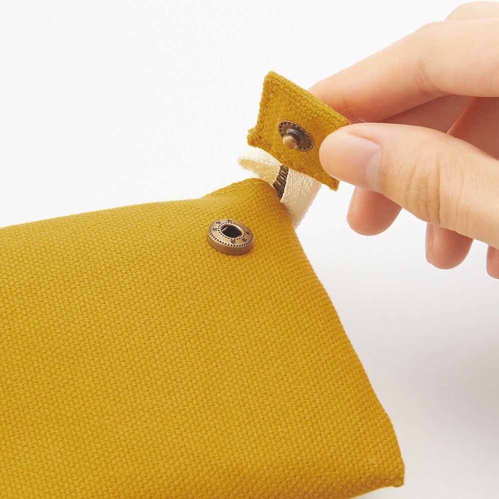 日本文具 LIHIT - 日本國產帆布斜開平攤筆袋/鉛筆盒-杏 (L)