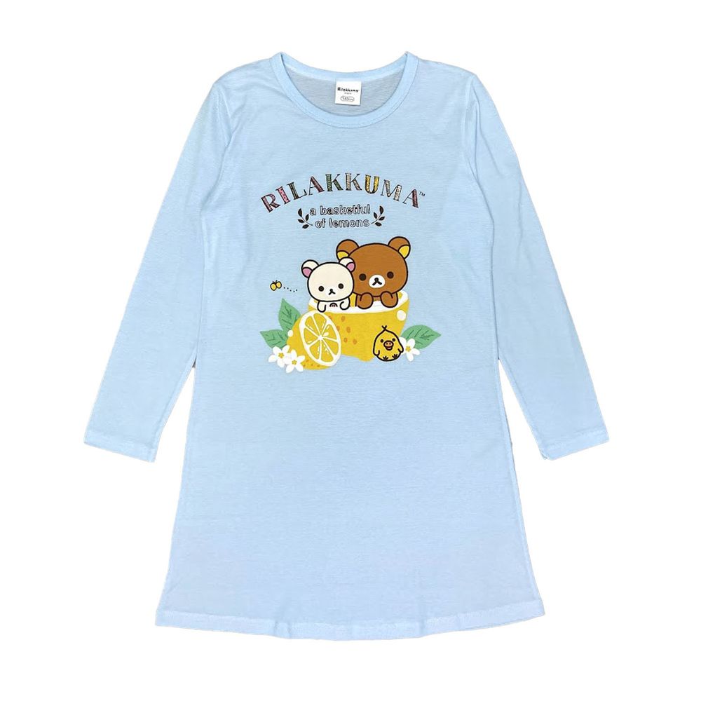 拉拉熊 - 100%純棉兒童長袖連身睡衣/睡裙-藍
