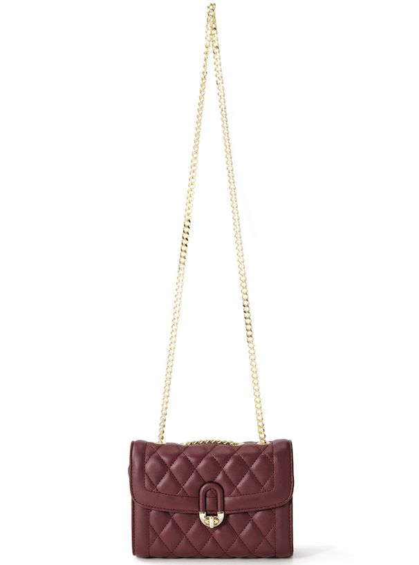 日本 GRL - 小香風菱紋金屬鏈側背小包-白 (F)