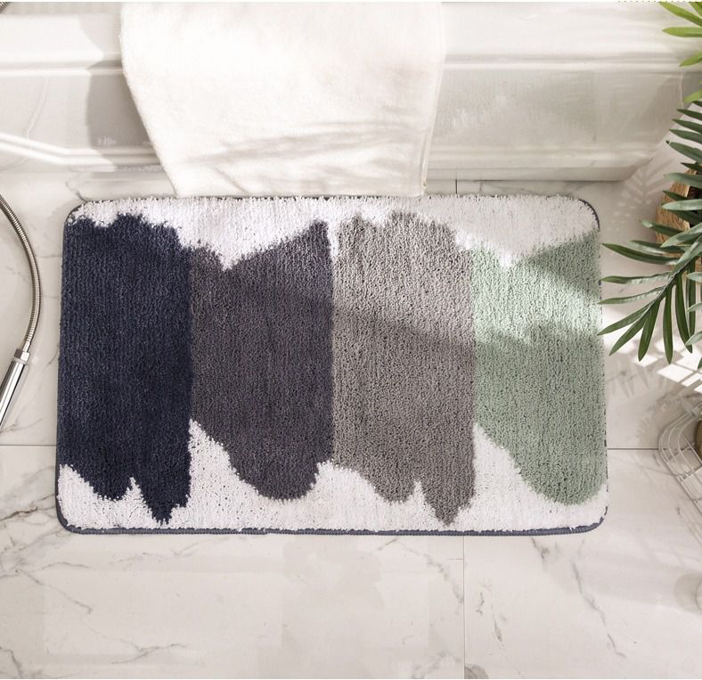 快速吸水植絨浴室腳踏墊-四彩灰綠