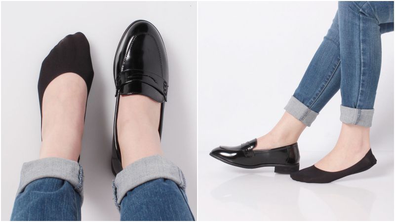 日本 okamoto - 超強專利防滑ㄈ型隱形襪-深履款-米薄紗 (23-25cm)-足底棉混