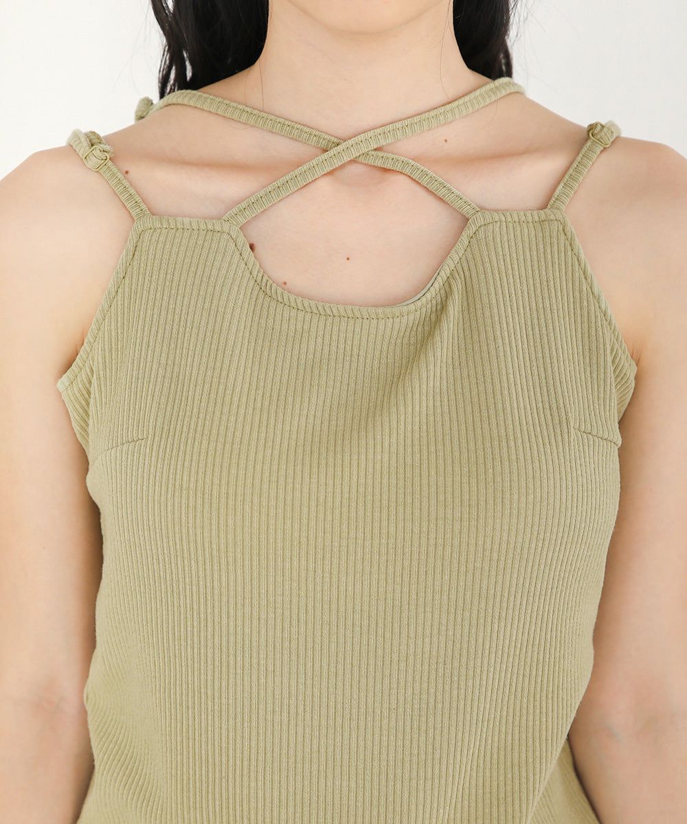 日本 Bab - 2WAY羅紋彈性內搭(附bra)-黑