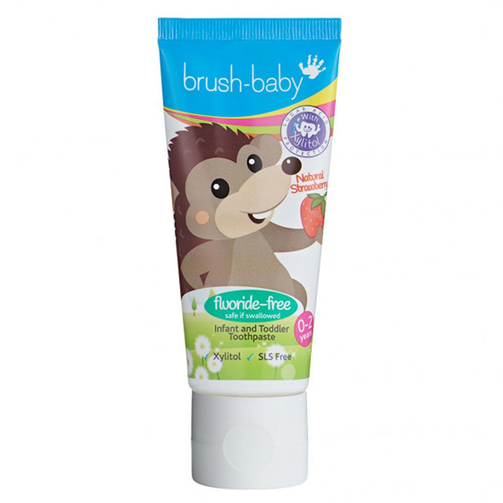 英國 brush-baby - 寶寶無氟木糖醇牙膏(50ml)天然草莓-0-2歲