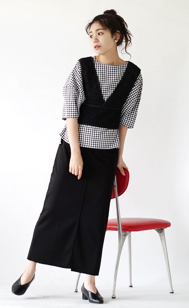 日本 zootie - 前開衩彈性修身鉛筆裙-米杏