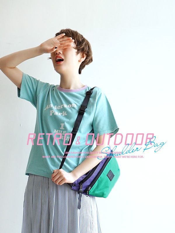 日本 Anello - 配色迷你船型肩背包-LBR咖啡色 (34x20x4.5cm 肩背最長約100cm)