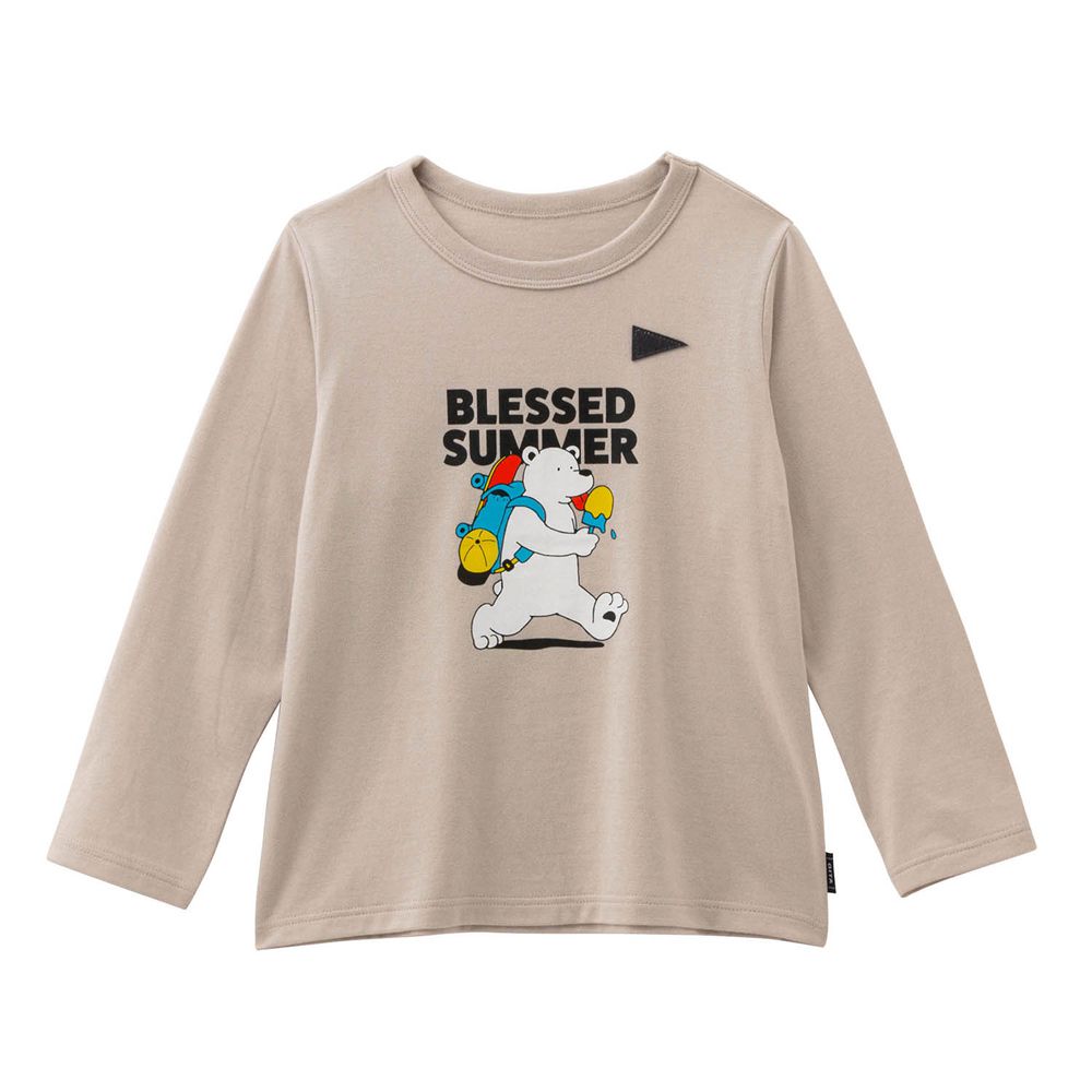 GITA 100%棉舒適印花長袖上衣-北極熊-淺棕