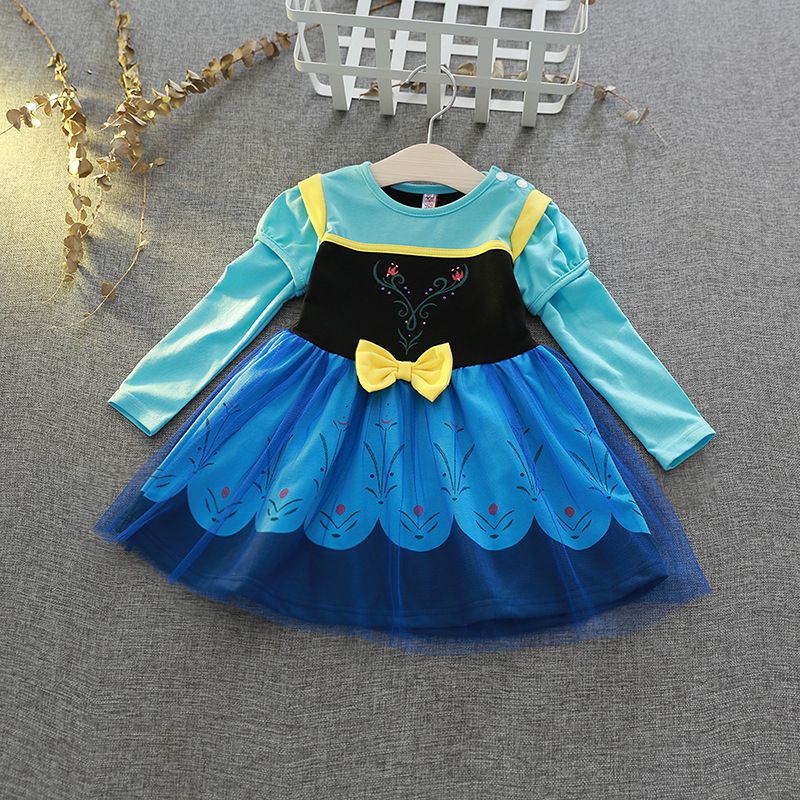 長袖造型公主裙-北歐藍