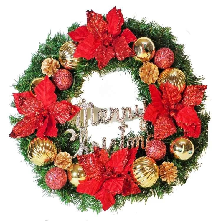 MODACore 摩達客 - 耶誕-20吋浪漫朵朵聖誕花豪華綠色聖誕花圈福臨圈(紅金系)(台灣手工藝製/免組裝) 本島免運費