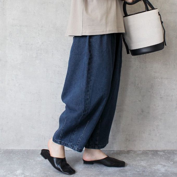 日本女裝代購 - [熱銷款] 超藏肉休閒錐形美腿褲-丹寧-深藍