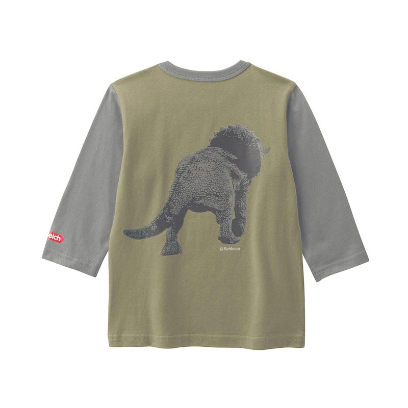 日本千趣會 - Schleich系列 印花七分袖上衣-暴龍-海軍藍