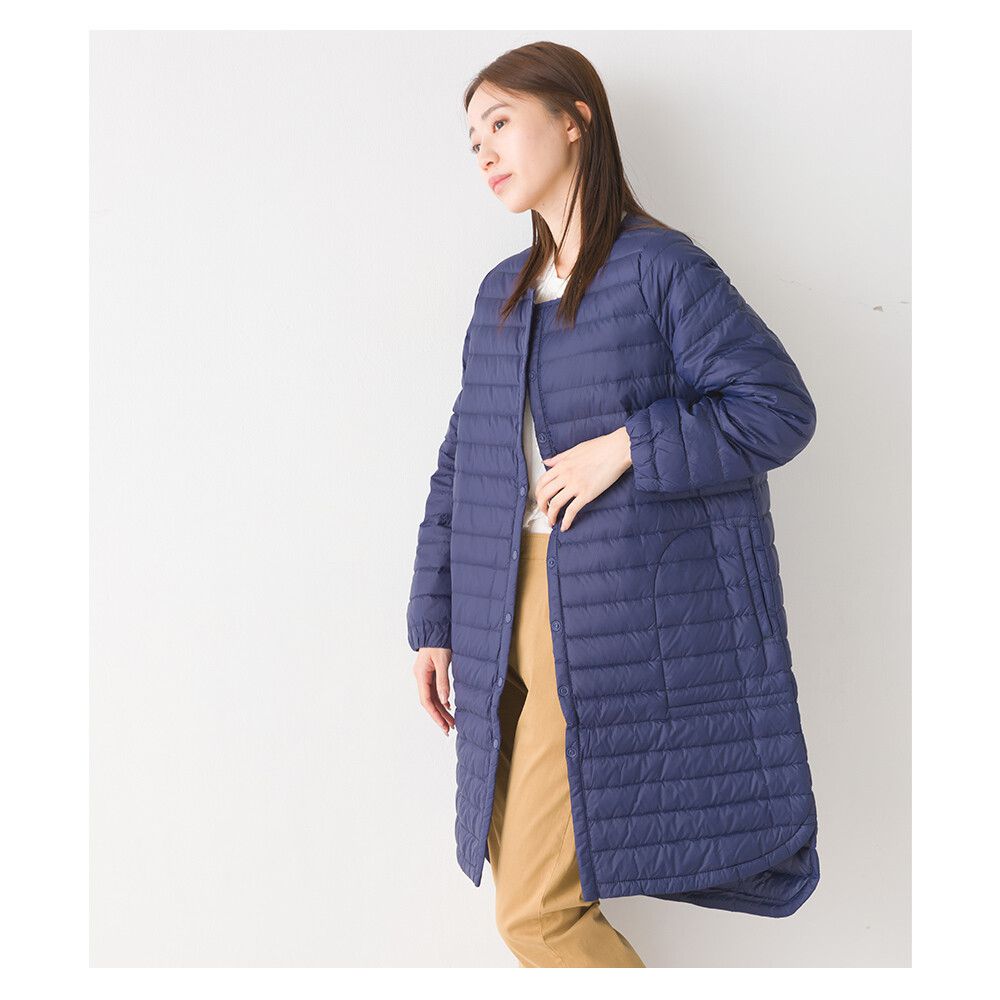 日本 OMNES - 90%羽絨 超保暖輕量長版羽絨外套-深藍-3950