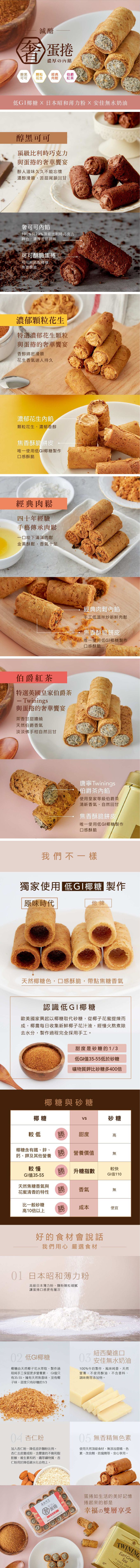 原味時代 - 【濃餡蛋捲】頂級奢蛋捲綜合4盒(附不織布提袋)-濃郁花生+醇黑可可+伯爵紅茶+經典肉鬆