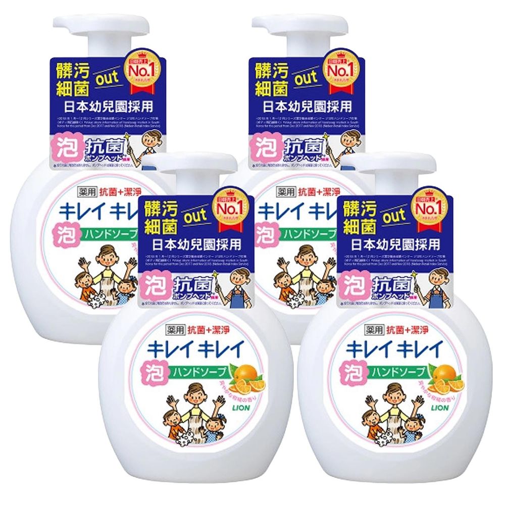 日本 LION 獅王 - 趣淨抗菌洗手慕斯組合 4罐柑橘(250mlx4)