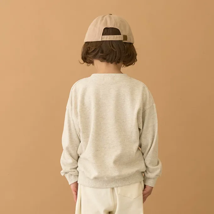 日本 b-ROOM - 100%棉 美式印花縮口大學長袖上衣-淺灰藍