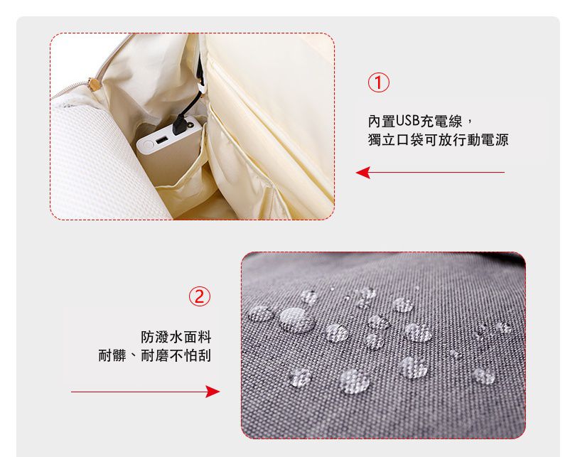 大容量乾濕分離媽媽包/後背包-拼色款-粉+灰 (26x20x43cm)