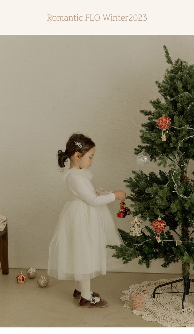 韓國 Puellaflo - 精緻網紗蕾絲綁帶拼接洋裝-象牙白