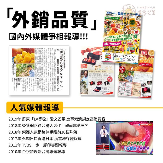 枋山盧家芒果 - 愛文芒果禮盒-本品牌-御用級2.5公斤(7粒裝)