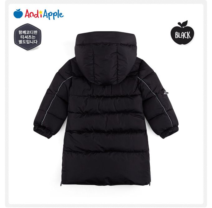 韓國 AndiApple - 蓬鬆科技羽絨連帽連身外套-黑
