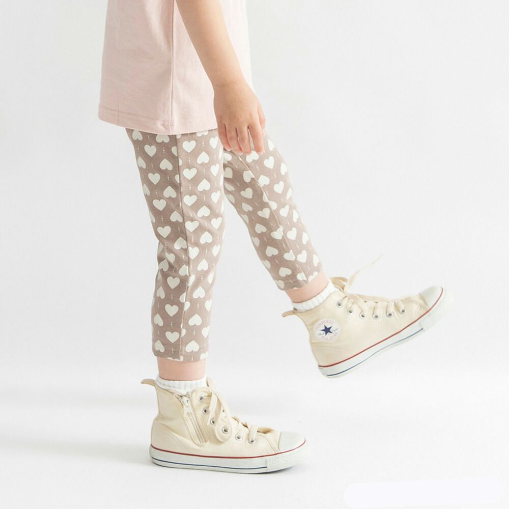 百搭定番彈力七分褲-愛心-卡其