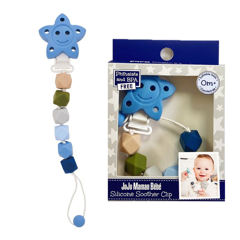 英國 JoJo Maman BeBe - 嬰幼兒矽膠玩具鍊/奶嘴鍊-水藍