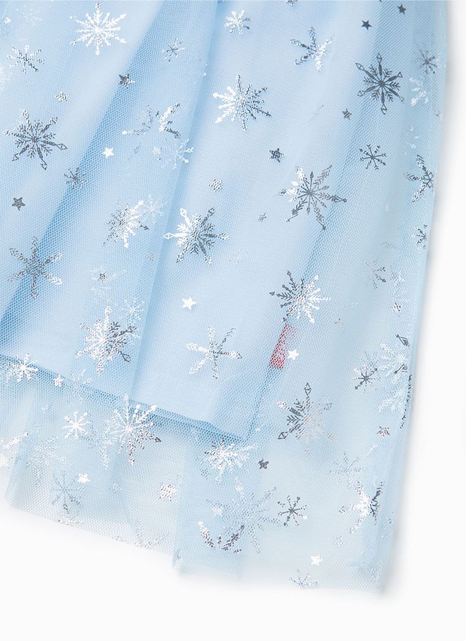 韓國 OZKIZ - 冰雪公主網紗披風洋裝-天空藍