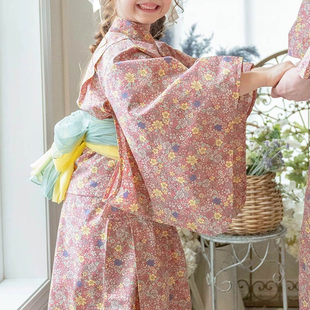 夢幻2way純棉兵兒帶浴衣(可當洋裝)-復古小花-粉紅