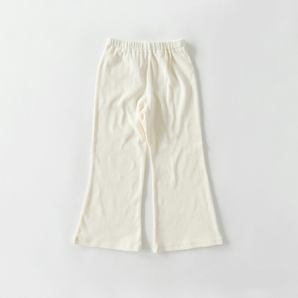 彈性羅紋百搭薄款喇叭褲-素色-象牙米