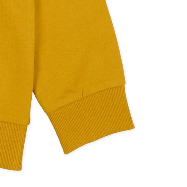 日本西松屋 - 裏毛圓領印花長袖上衣-LOUISIANA-芥黃