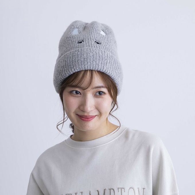 日本代購 - 可愛怪獸眼睛造型毛帽-紫粉