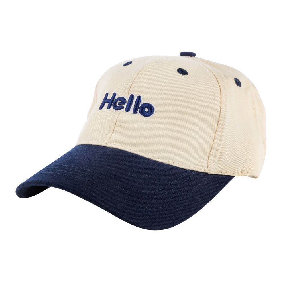 HUGGER - 小文青撞色兒童棒球帽 Hello藍灰色(防曬透氣遮陽輕量小孩鴨舌)-Hello藍灰色-70g