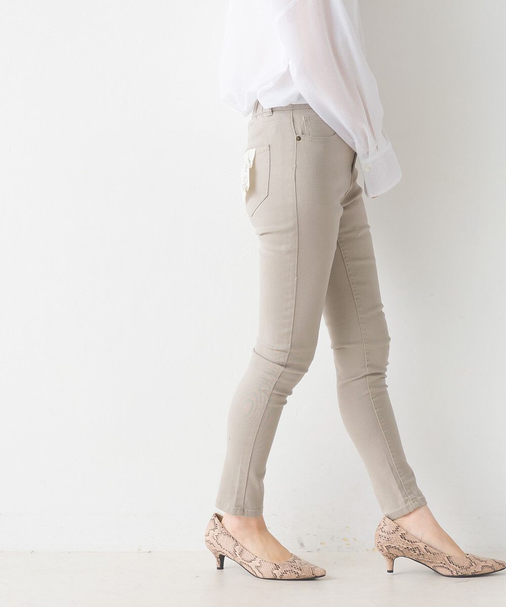 日本 OMNES - [定番]百搭厚磅斜紋布合身長褲-淺灰