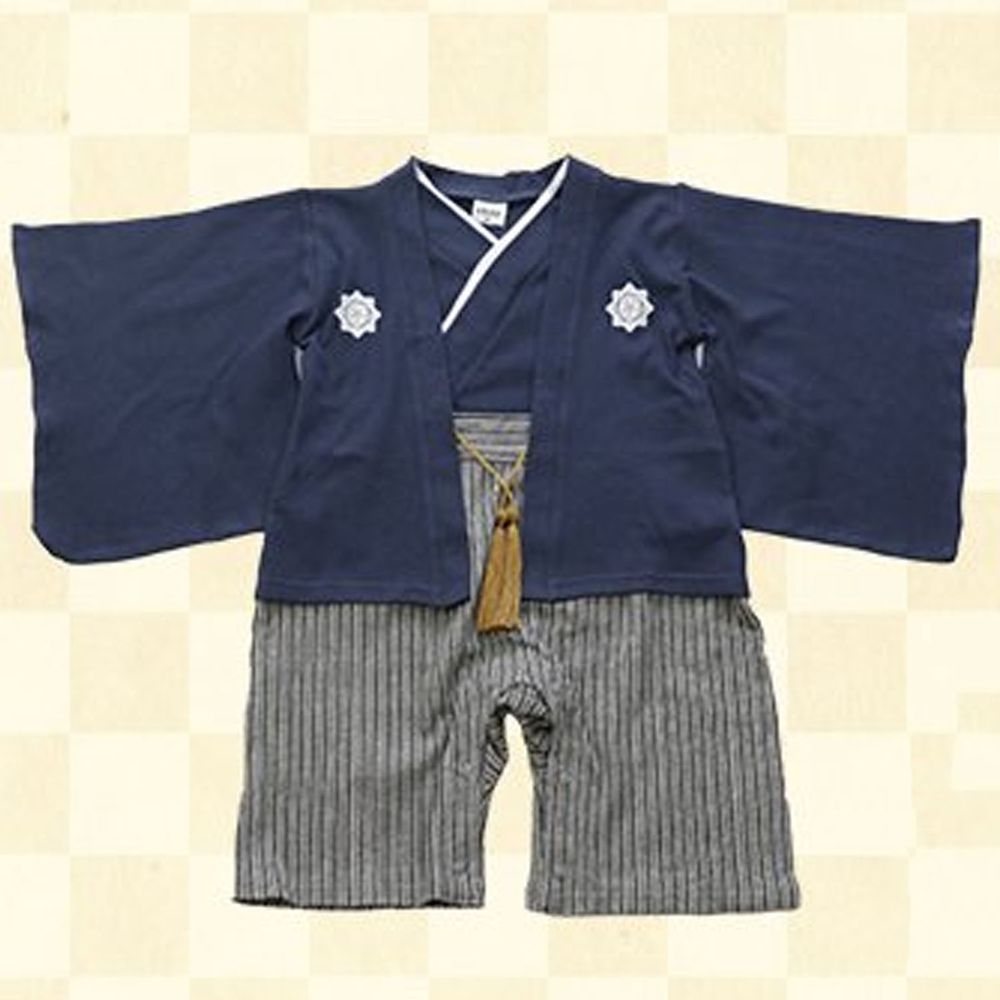 日本 Chil2 - 純棉日本傳統袴/和服(連身衣式)-深藍