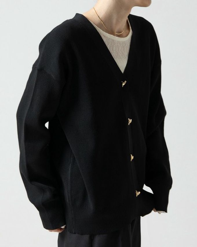 日本 gleam - 愛心金屬扣柔美羅紋開襟衫/外套-深咖啡