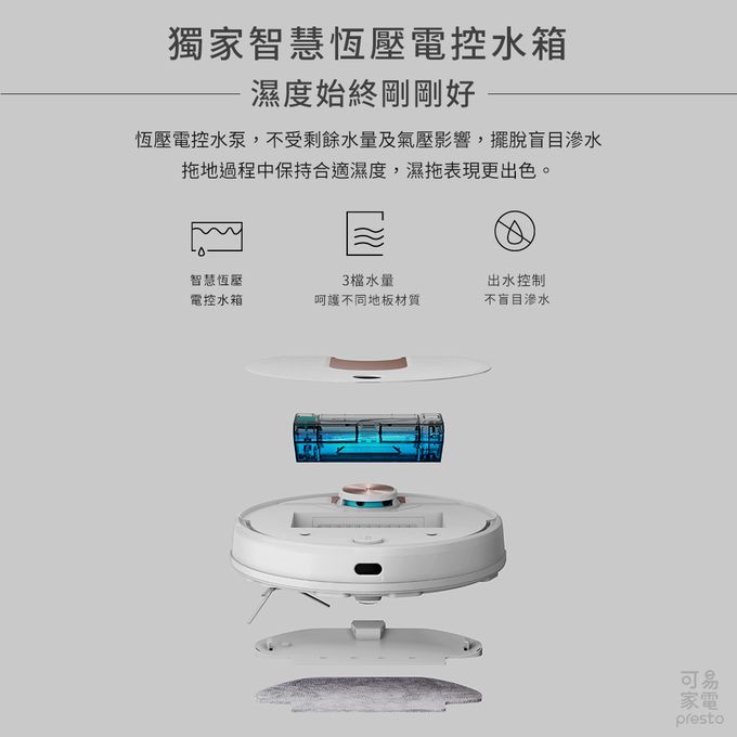 雲米 - 雲米女王機 SE智能雷射掃拖機器人 單機旗艦款 小米生態鏈-白+玫瑰金 (旗艦款)