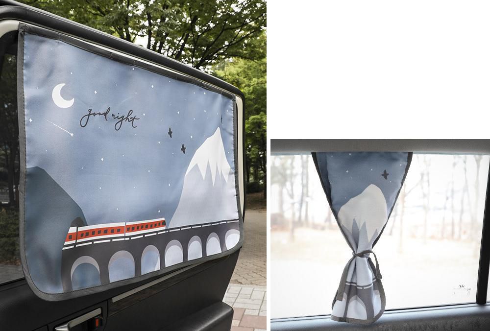 韓國 Bebe Deco - 完美遮光六層磁鐵遮陽窗簾-雪山旅行 (65*45cm)