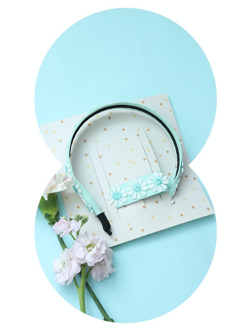 韓國 Bimbo Bimba - 刺繡花朵髮箍髮夾2入組-紫