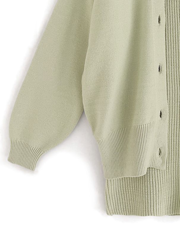 日本 GRL - 甜美針織洋裝+長版外套2件組-淺米杏