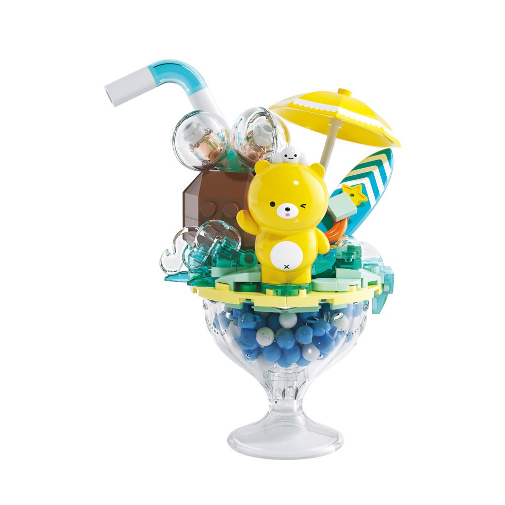 【Okids博士積木】熊大衛積木系列-夏日蘇打聖代杯(造景積木/公仔玩具/療癒小物)