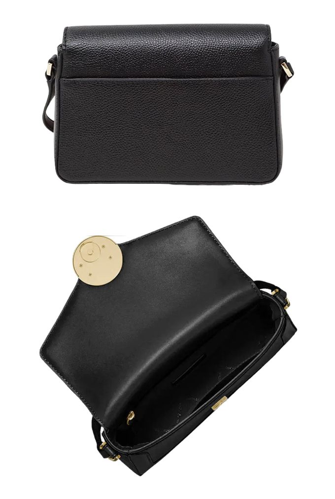 MICHAEL KORS - 翻蓋皮革斜背包-黑