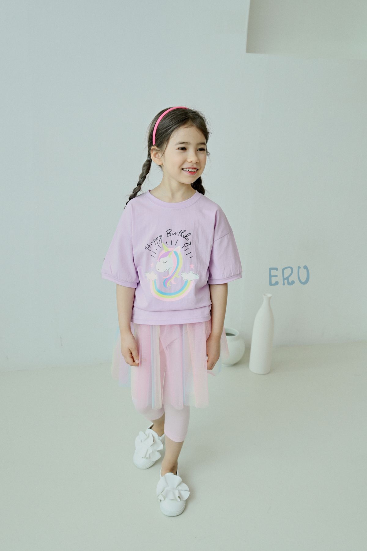 韓國 ERU - 彩虹漸層紗褲裙-紫