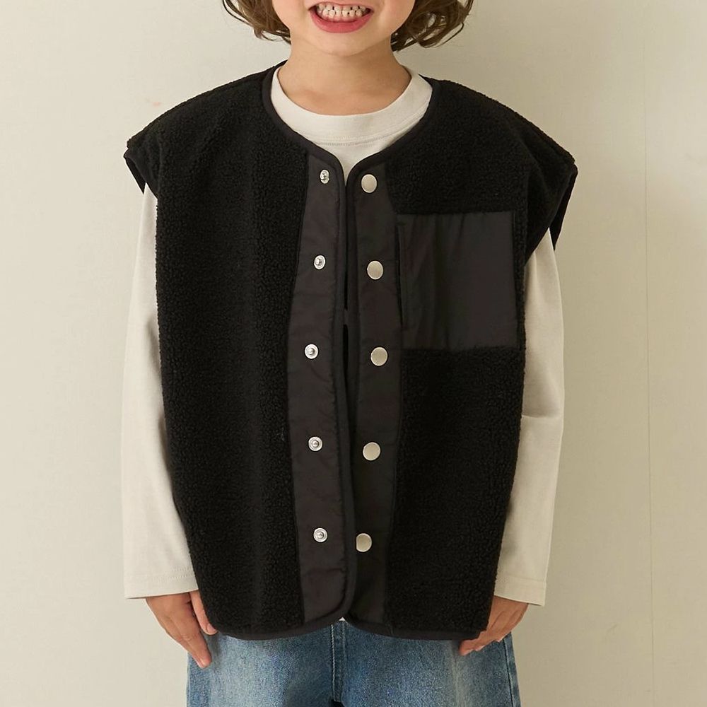 可愛毛毛保暖背心-黑