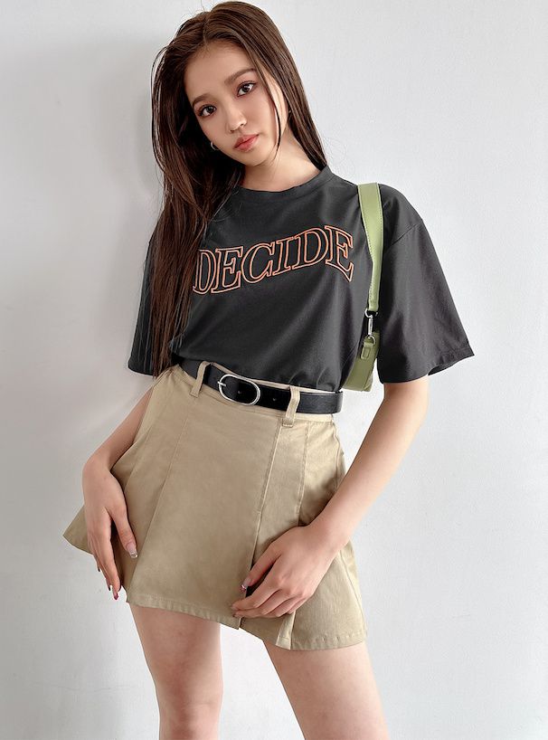 日本 GRL - 美式復古刺繡短袖上衣-米白 (F)