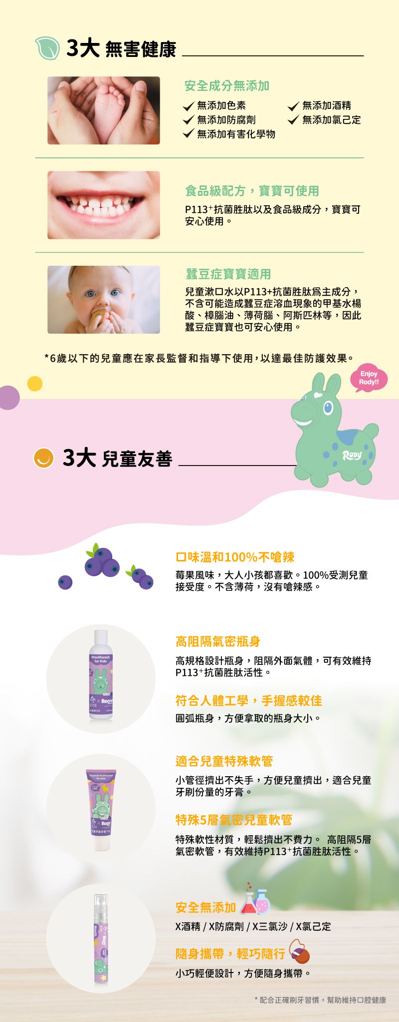 oh care 歐克威爾 - RODY聯名禮袋-含RODY禮袋*1、兒童漱口水[莓果] *1、兒童含氟牙膏[莓果]*1、 兒童口腔噴霧劑 [莓果] *1、RODY噴水小馬