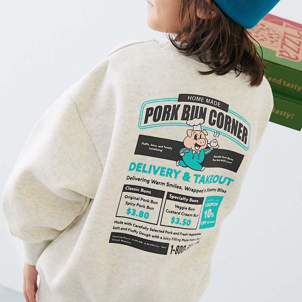 熱銷定番 裏起毛落肩大學長袖上衣-美式菜單-燕麥