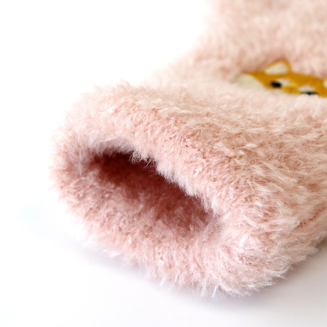 日本 TOMO - 大人可觸控短絨保暖手套-柴犬-淺粉